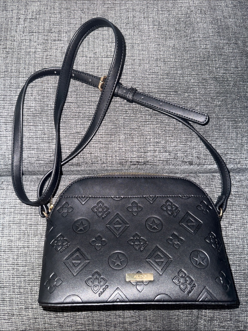 Aldo Black Embossed Dome Crossbody Bag